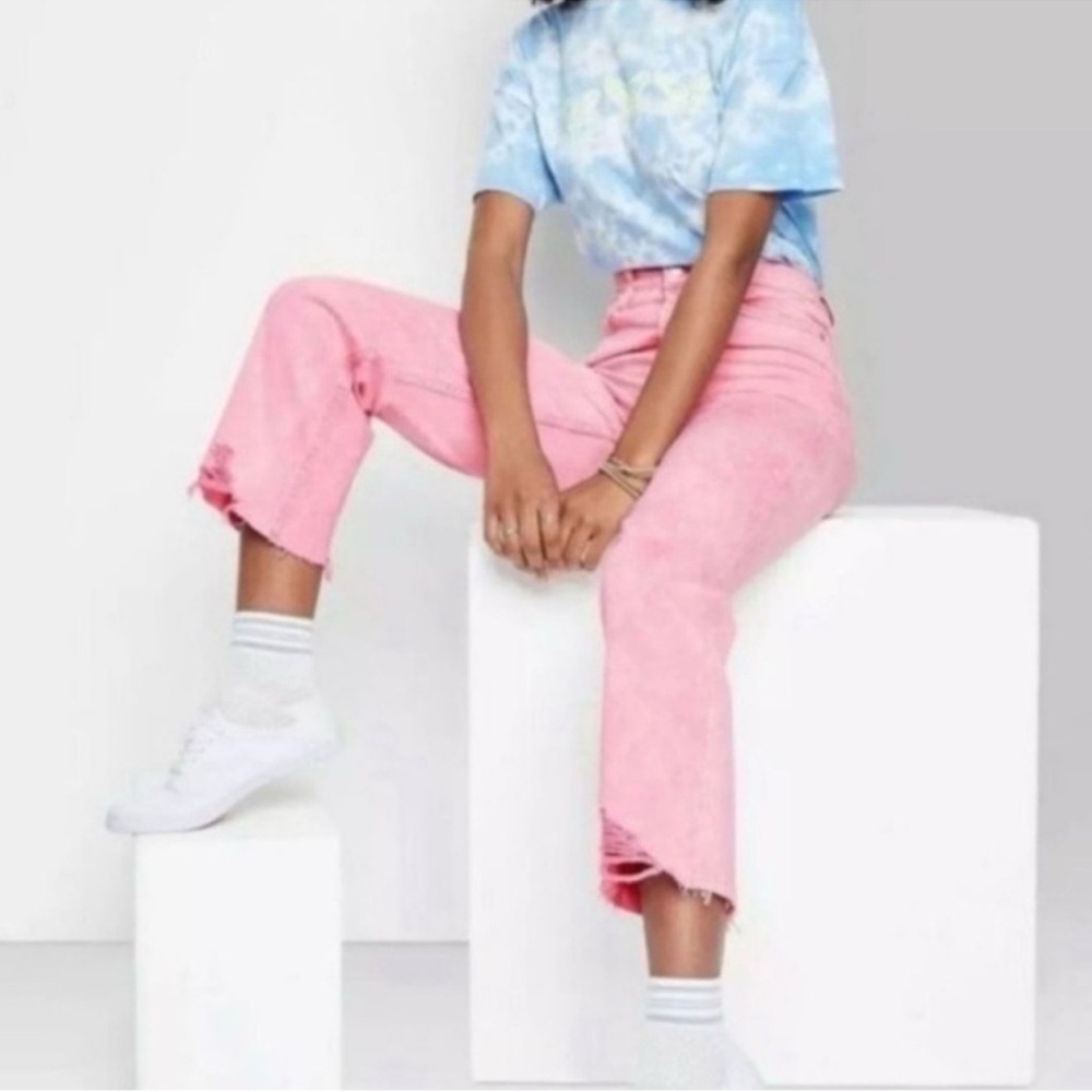 Wild Fable Highest Rise Straight Leg Button Fly Pink Acid Wash Jeans Size 18 NWT